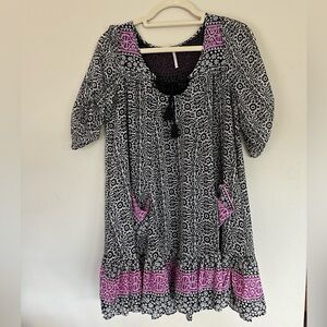 Free People Black and Pink Mini Dress